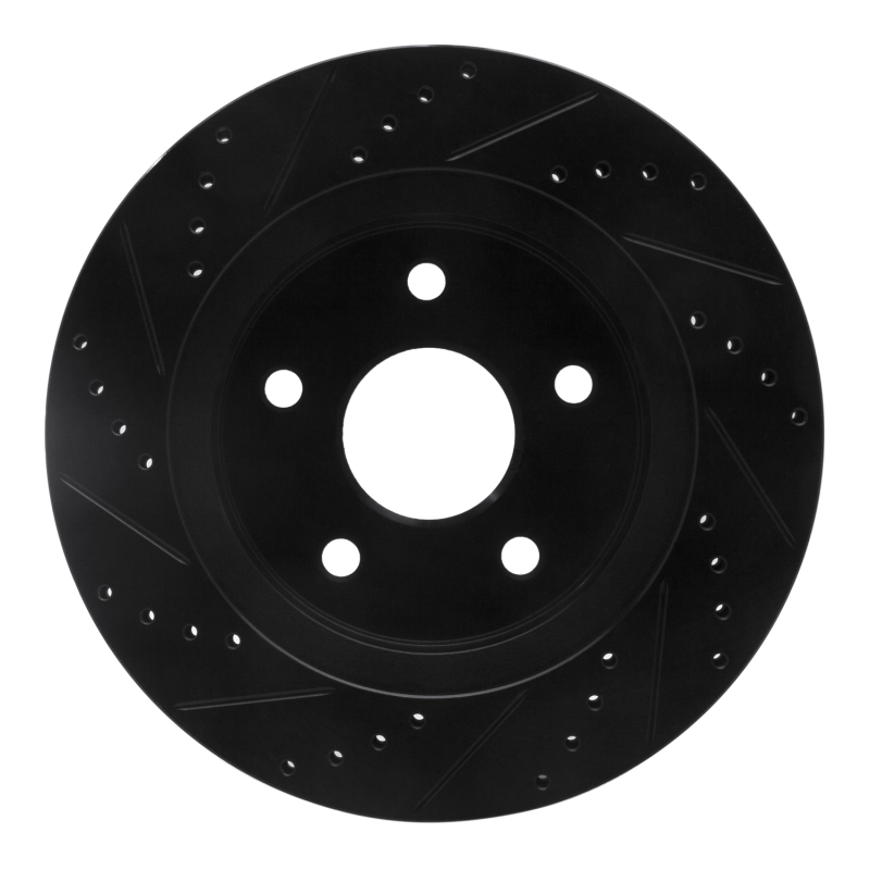 Chrysler Aspen Brake Rotor (1) - Front Right - R1 Concepts - Drilled & Slotted - Black - `02-`24